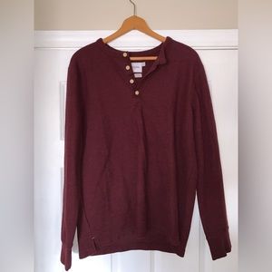 Quarter-Button Red Shirt Standard Fit - Men’s Large